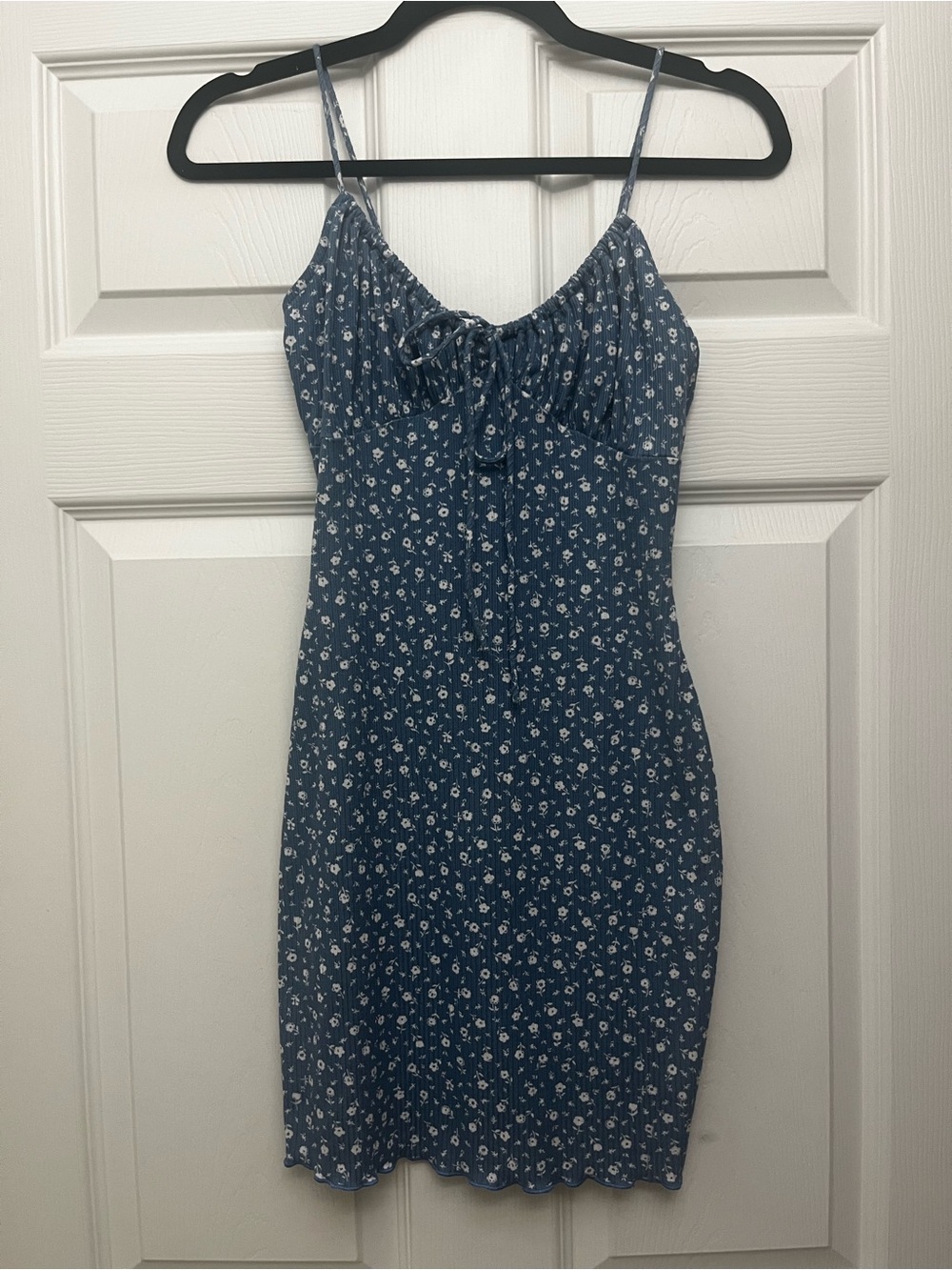 Blue Floral Spaghetti-Strap Dress
